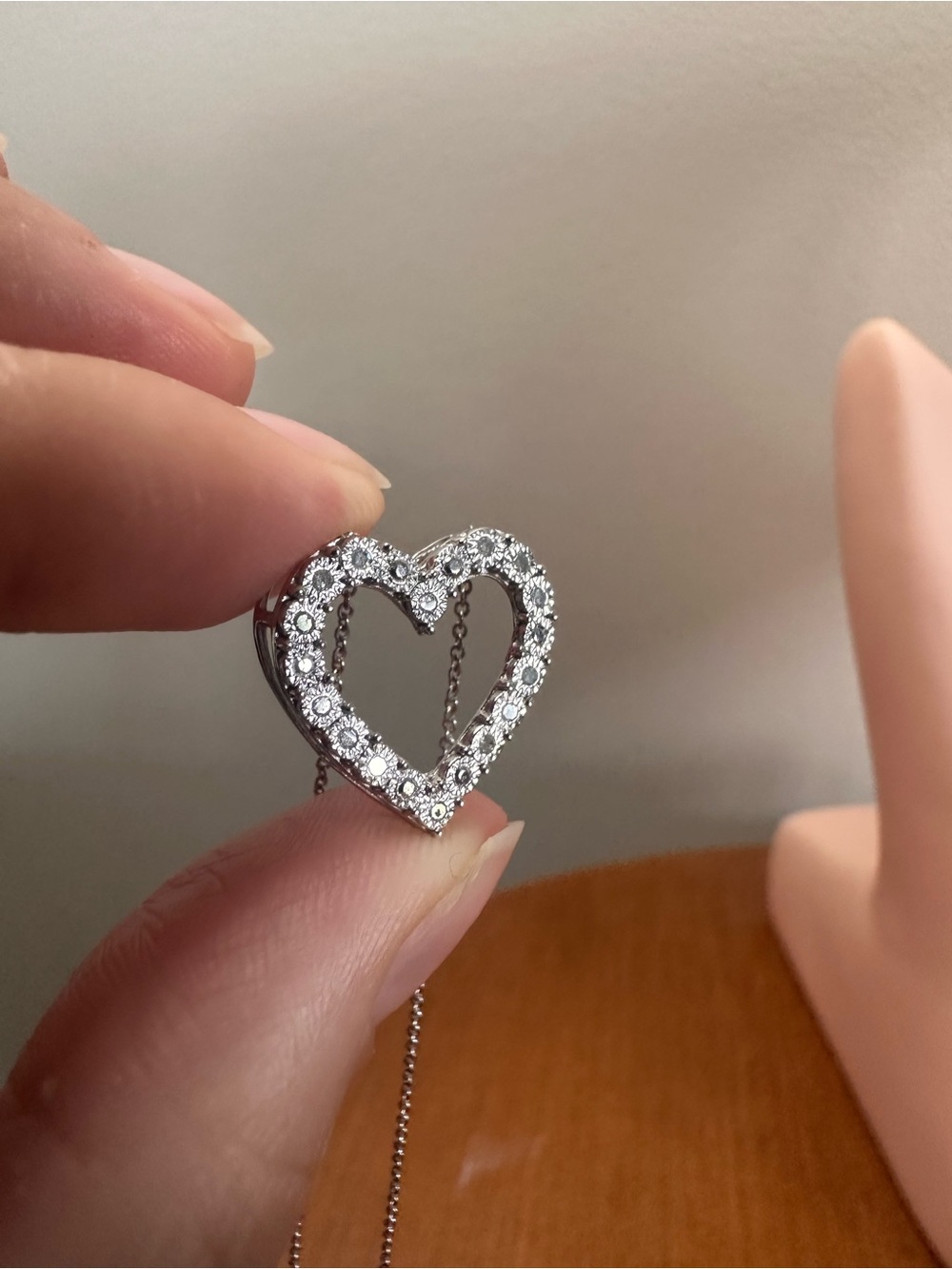 Macy's Silver Heart Pendant Necklace with Diamonds